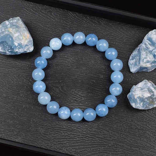 Tina - Natural Aquamarine-Quartz Bead Bracelet
